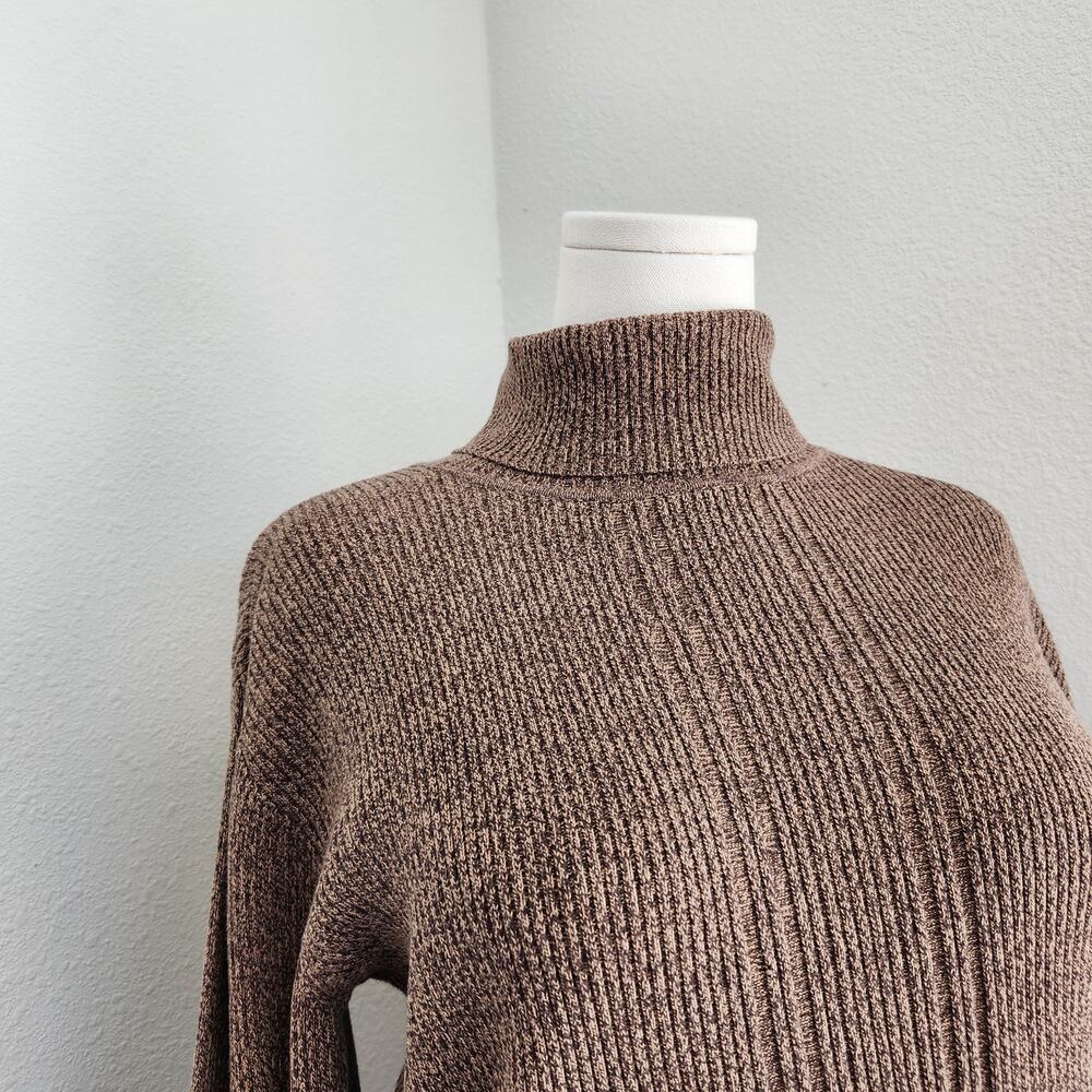 Vintage Liz Claiborne Brown Knit Long Sleeve Turtle Neck Shirt L - Picture 3 of 10
